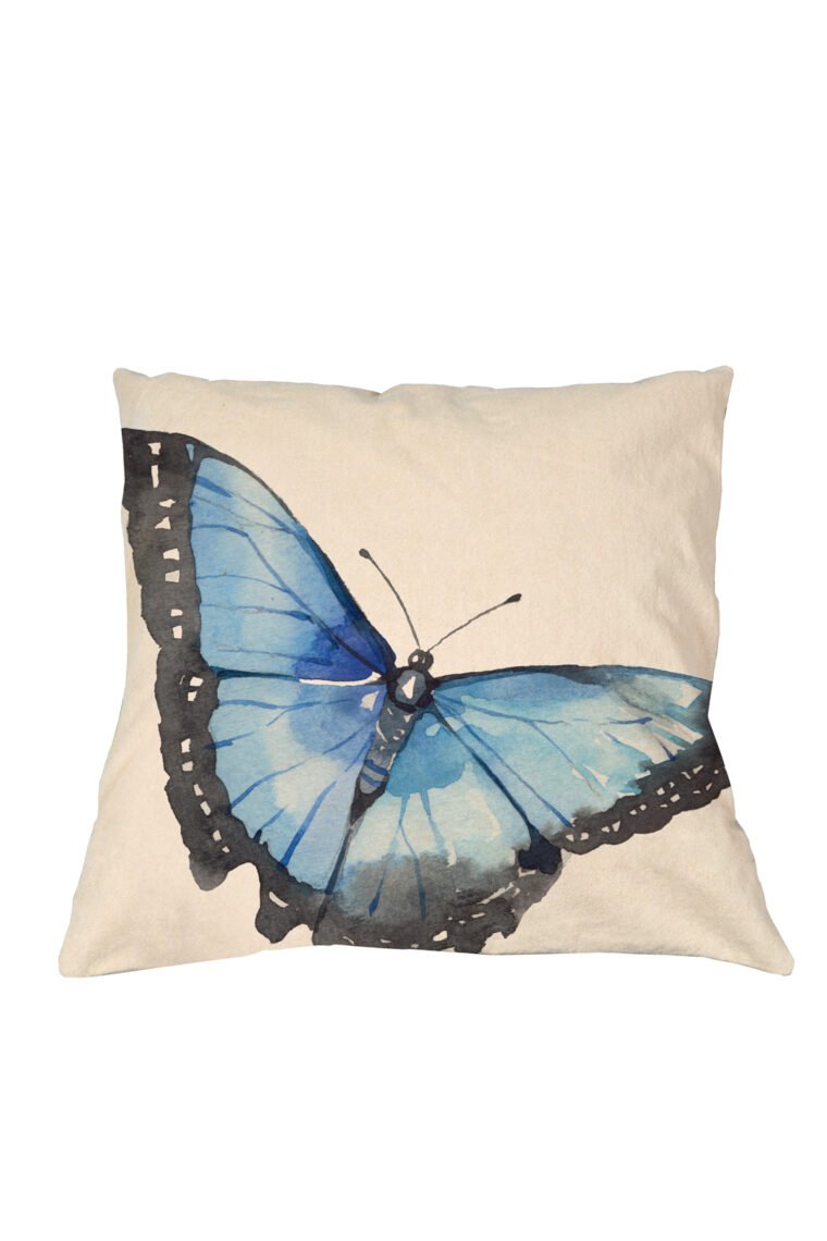 Blue Morphal Butterfly Luxury Pillow