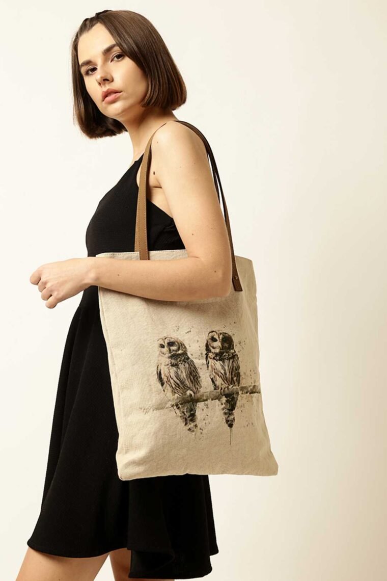 Owls printed laptop book bag for women