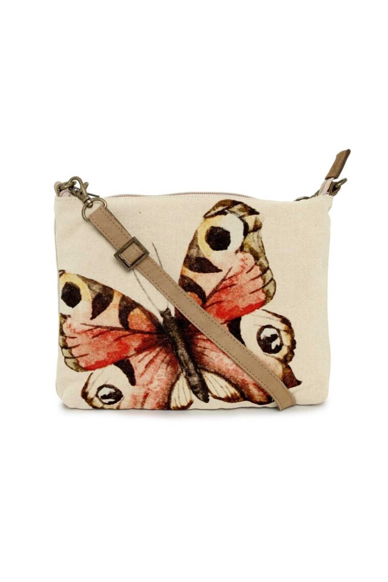Red Butterfly Lifting Canvas Sling Bag